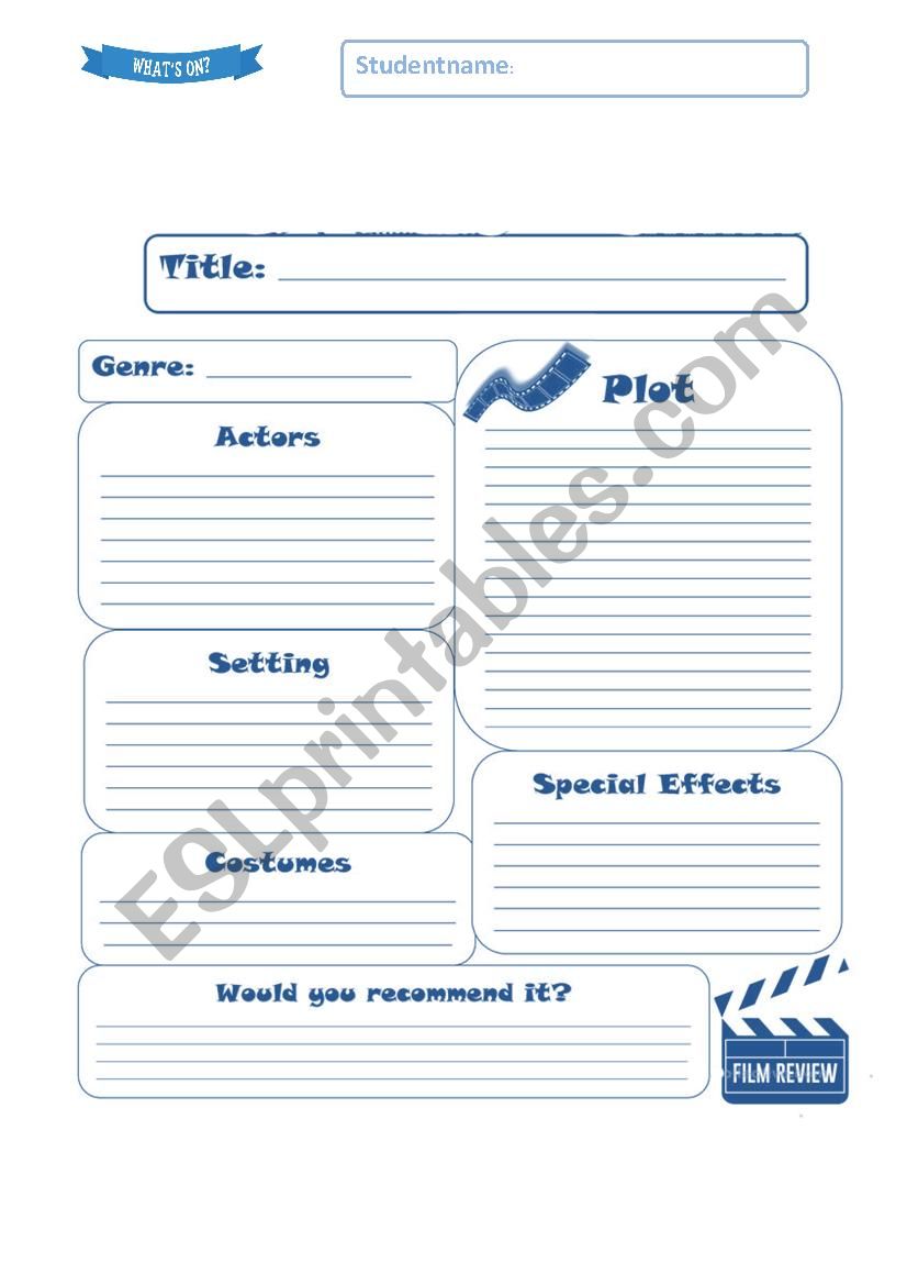 Movie review worksheet  worksheet