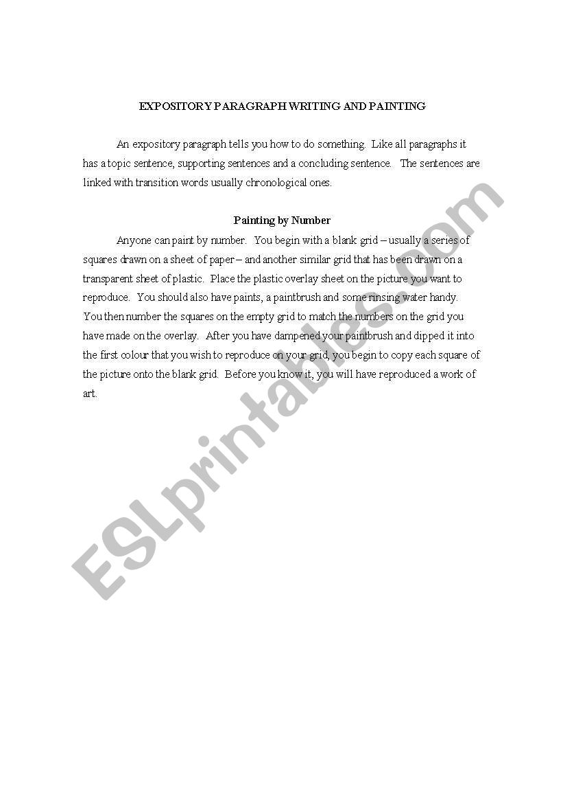 Expository Paragraph worksheet