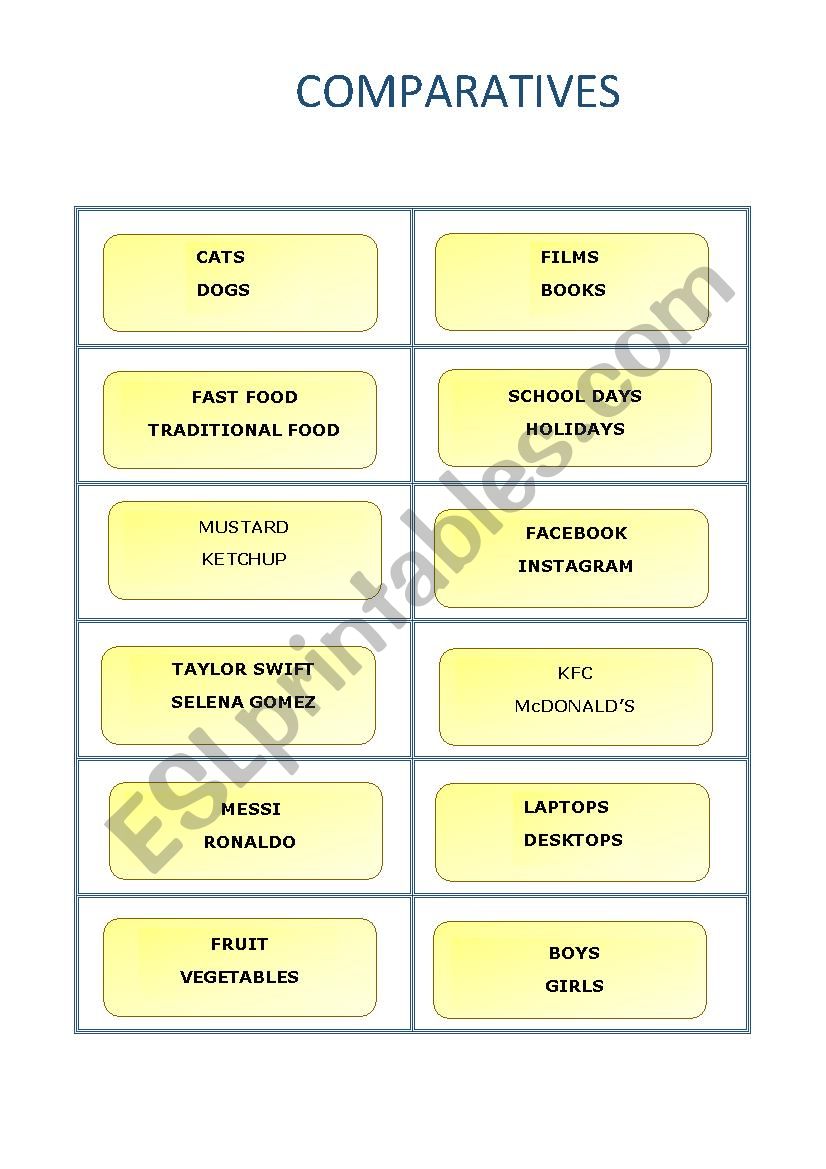 COMPARATIVES - competition cues