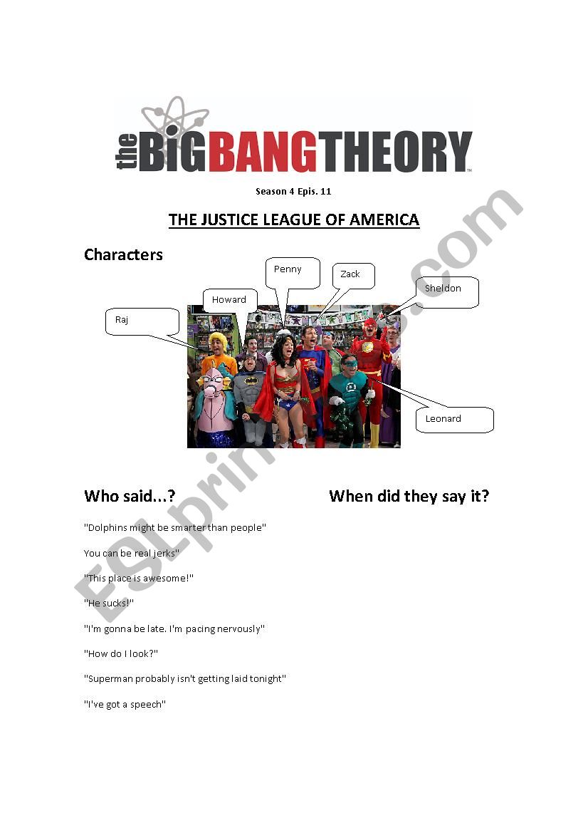 big bang theory worksheet