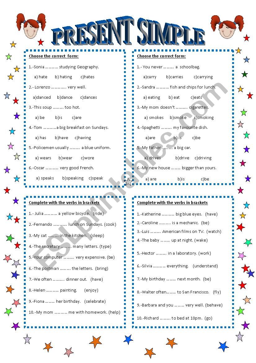 SIMPLE PRESENT TENSE worksheet
