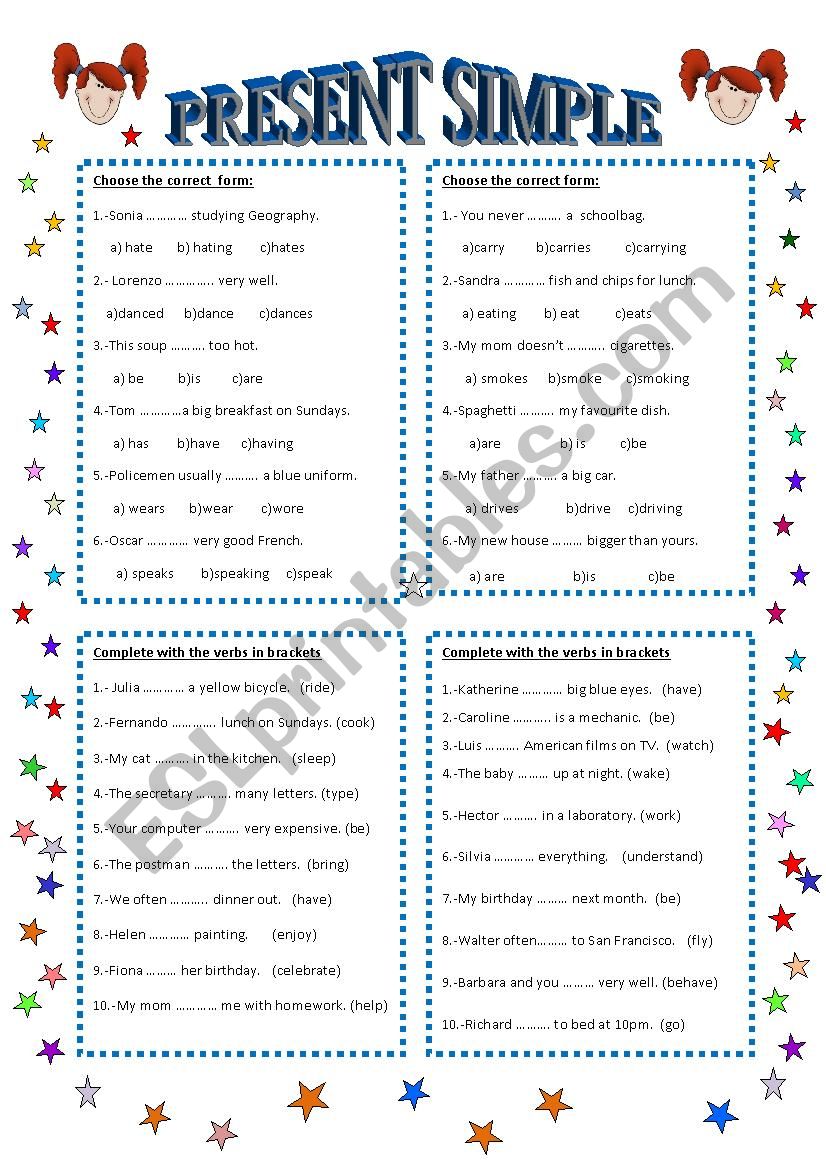 SIMPLE PRESENT TENSE worksheet