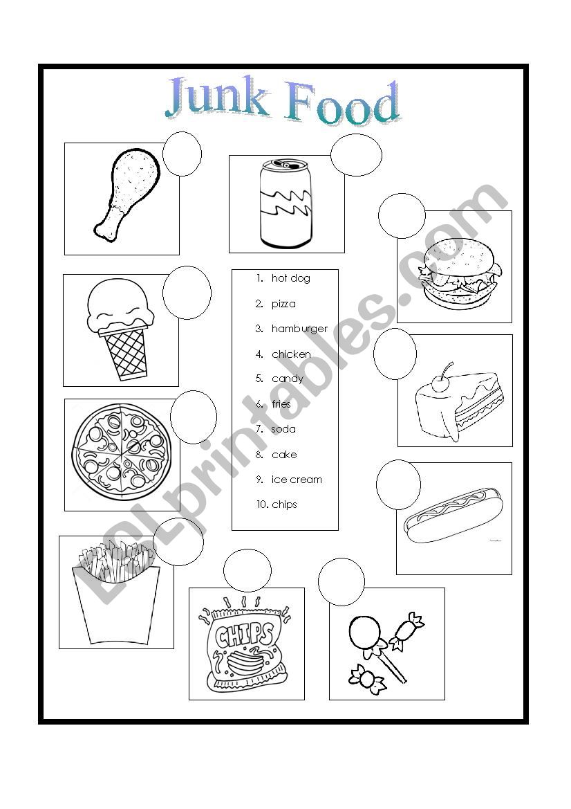 Junk Food worksheet