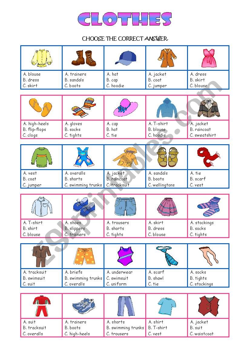 CLOTHES worksheet