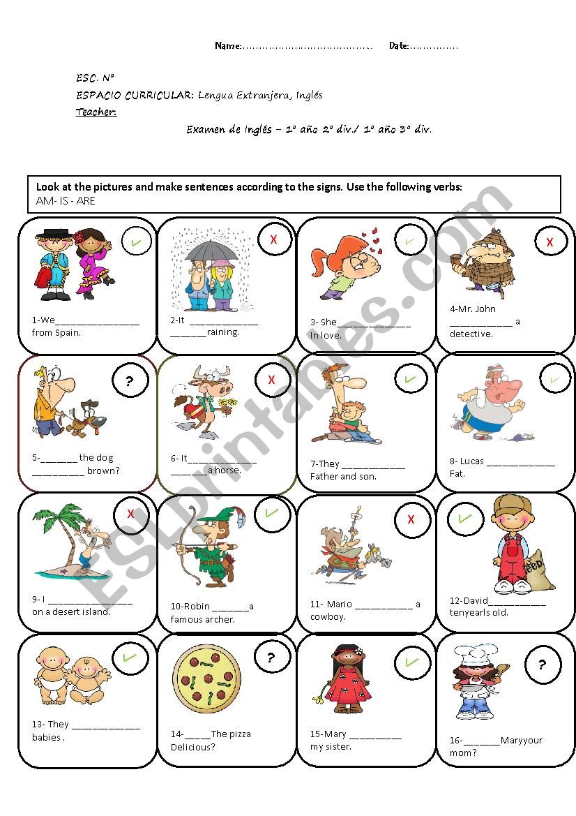 VERB TO BE worksheet