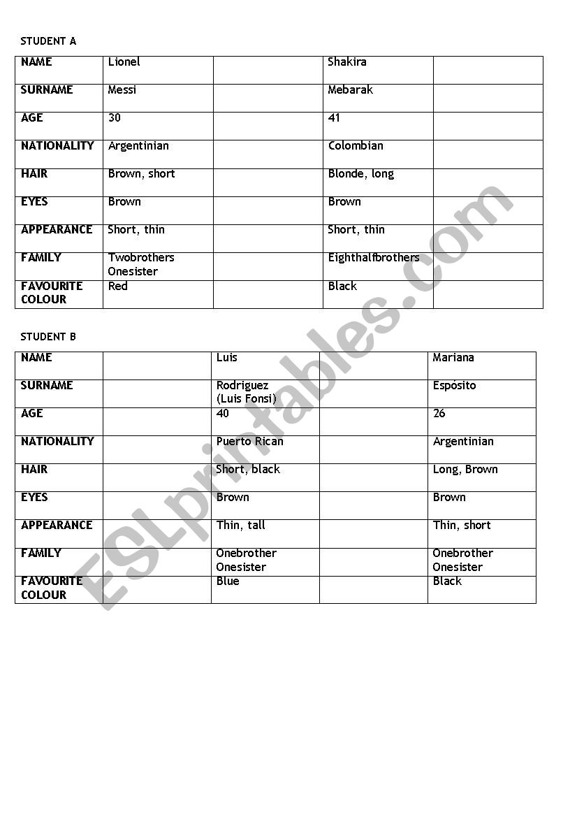 Speaking cards worksheet