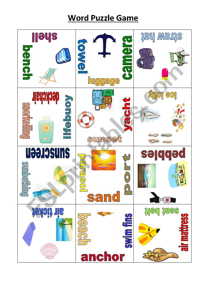 Summer Travelling Puzzle Game worksheet