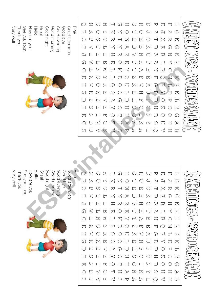 greetings and farewells worksheet