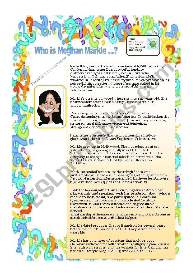 Who is Meghan Markle ? worksheet