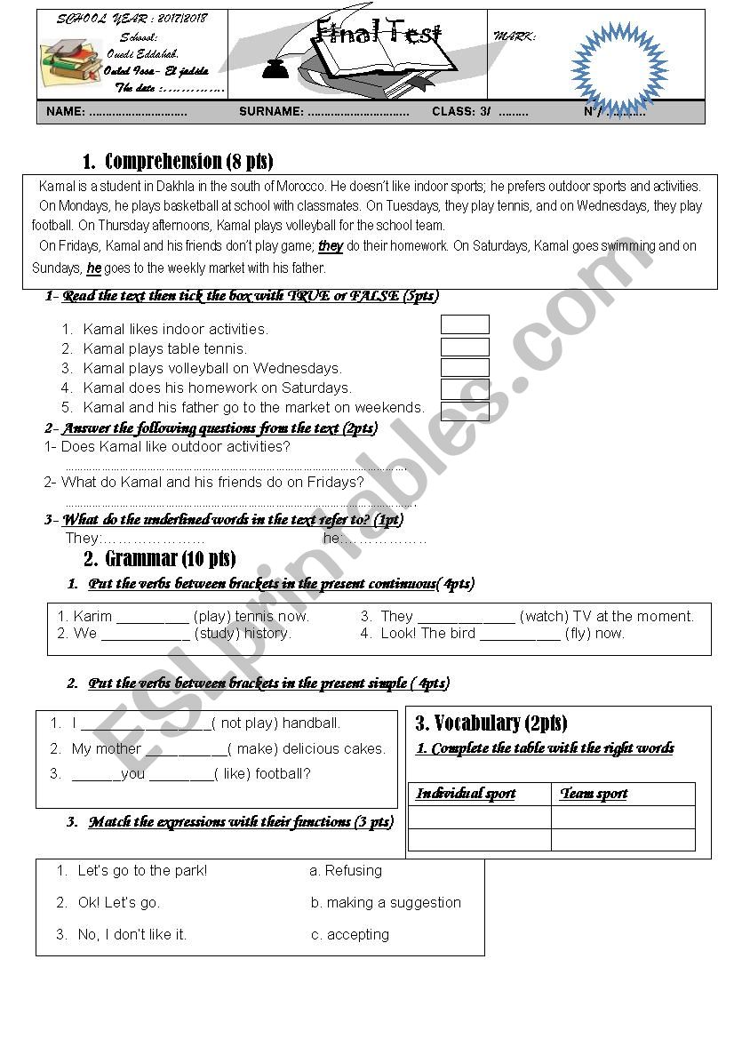 Test worksheet