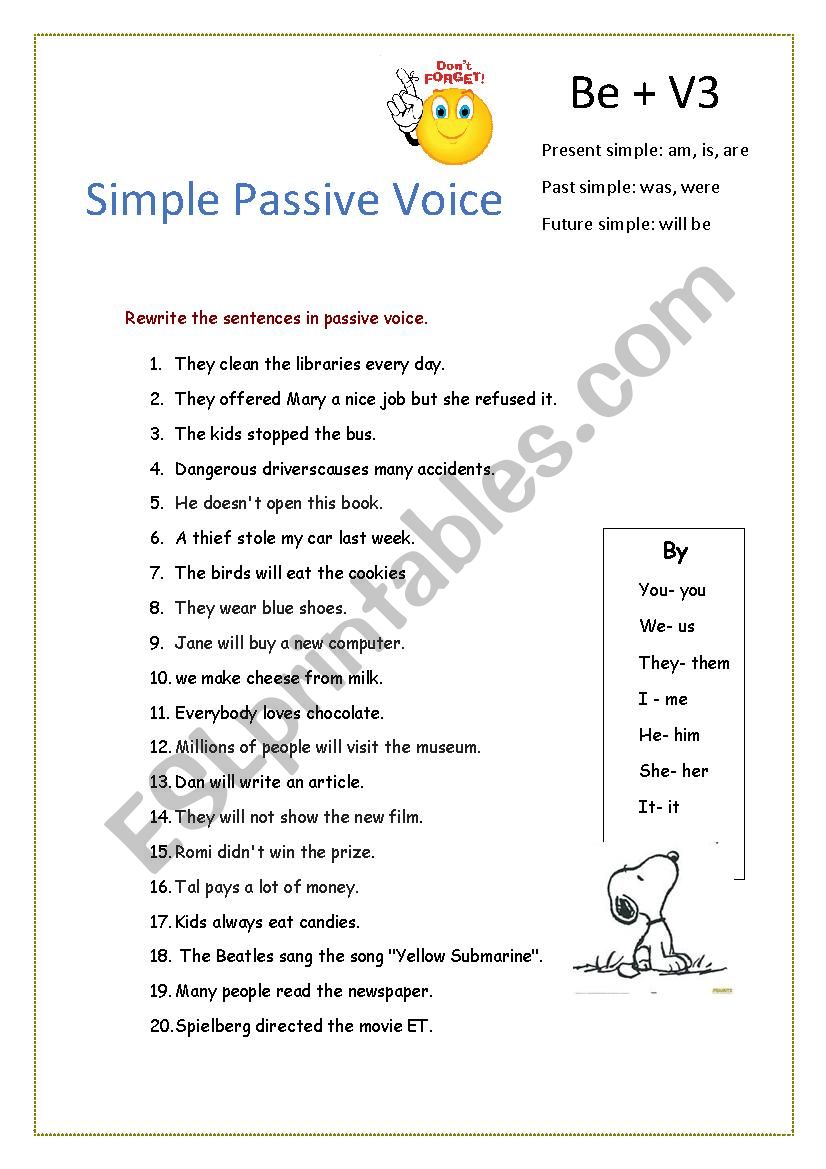  Simple passive Voice  worksheet