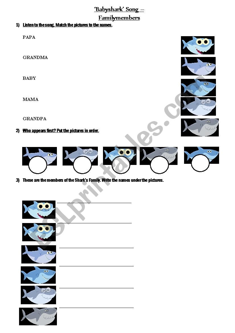 Baby Shark  Song - Activities worksheet