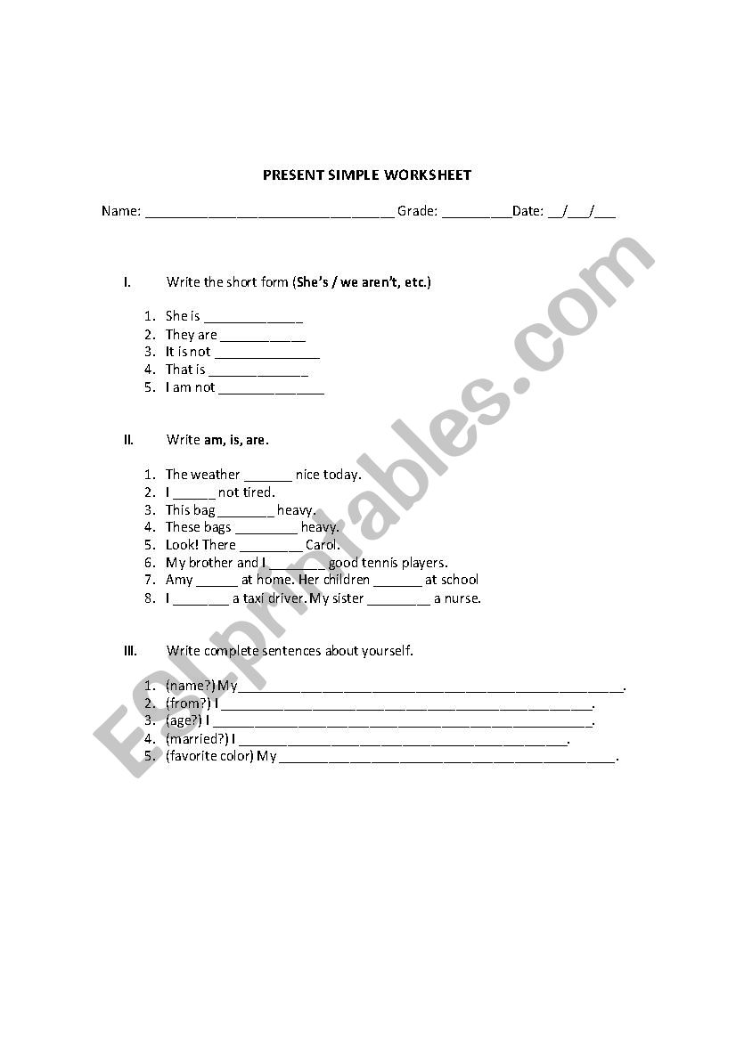 Present Simple worksheet