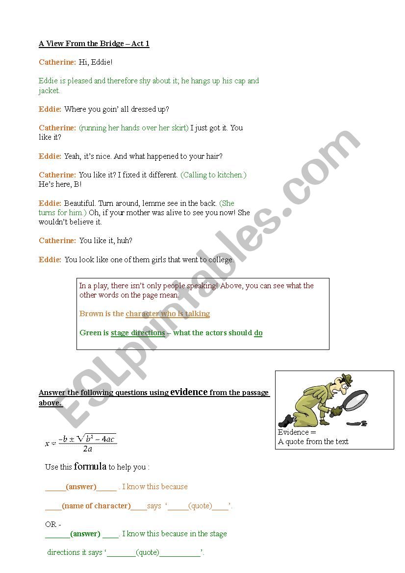 A View From the Bridge  - the other words on the page
