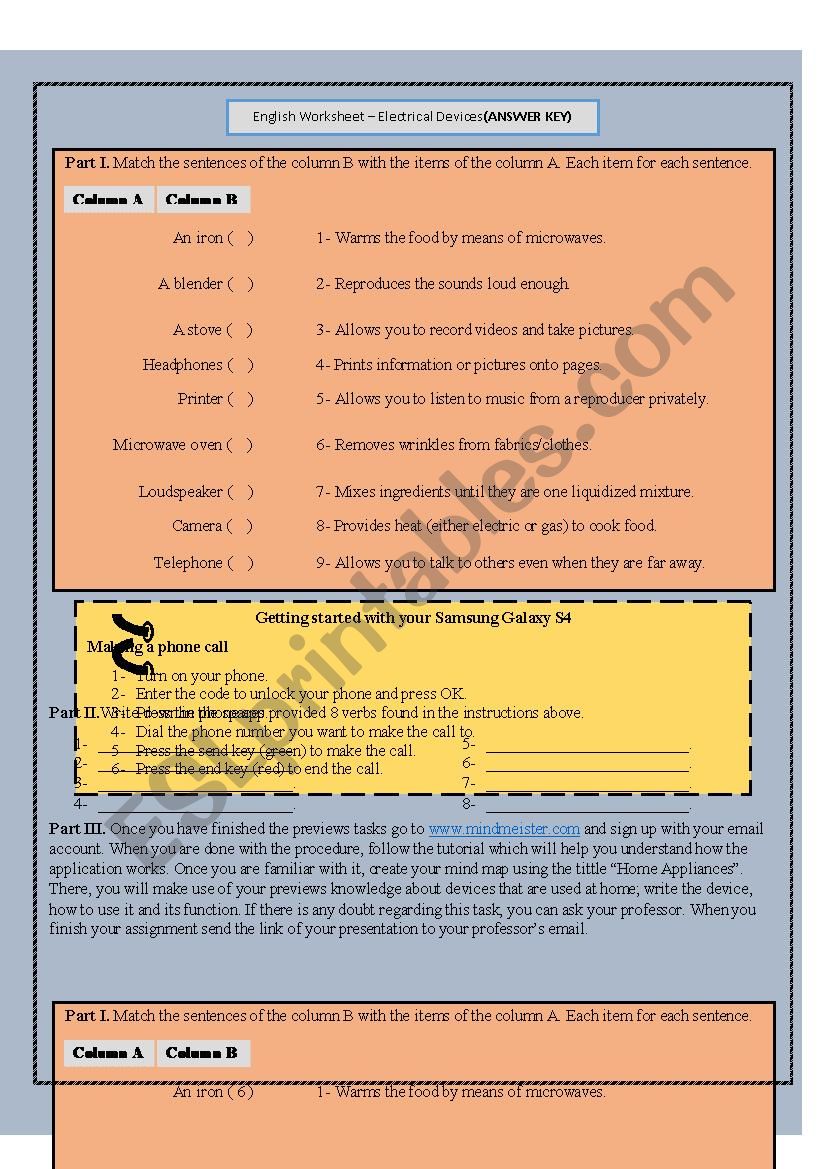 Electrical Devices worksheet