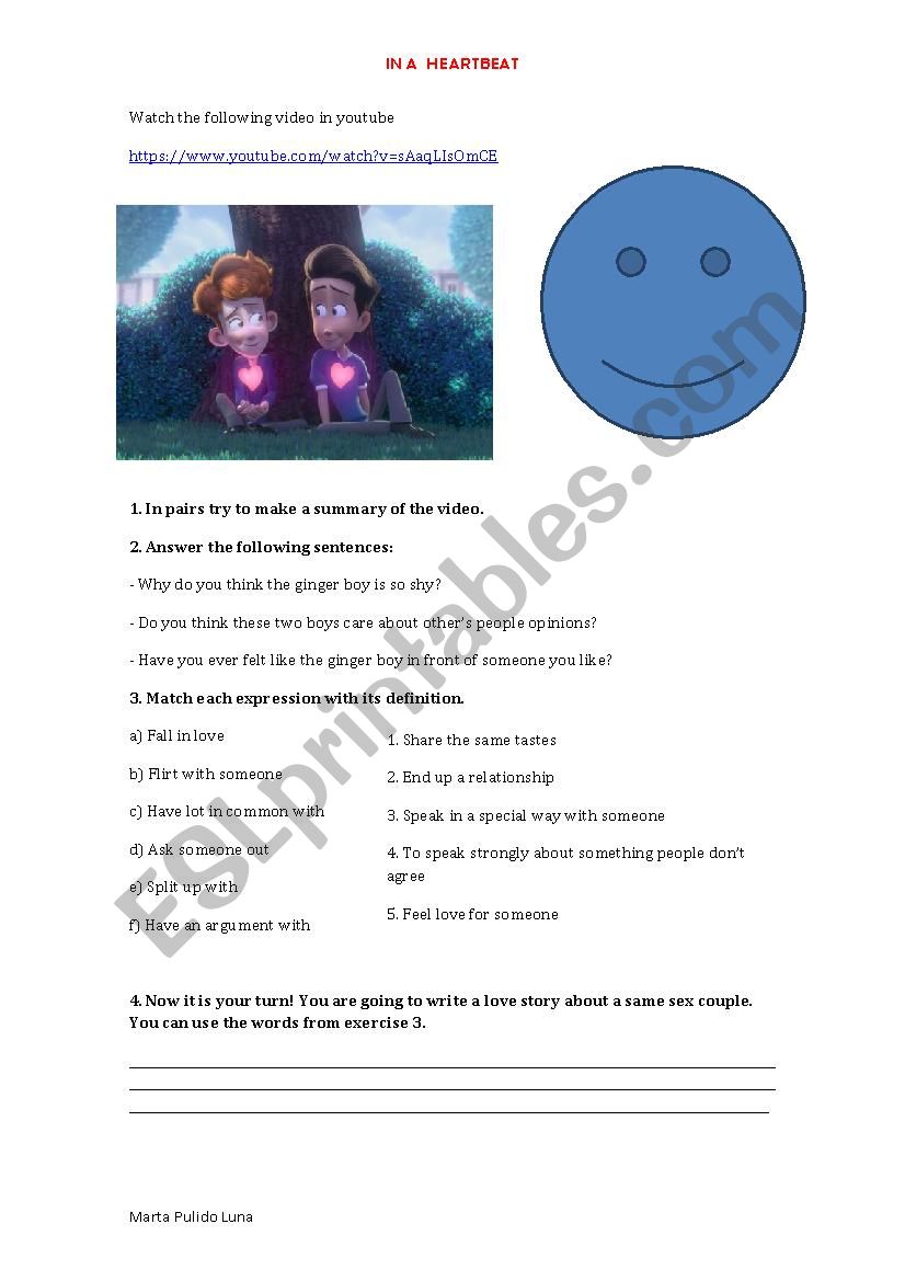 In a heartbeat worksheet