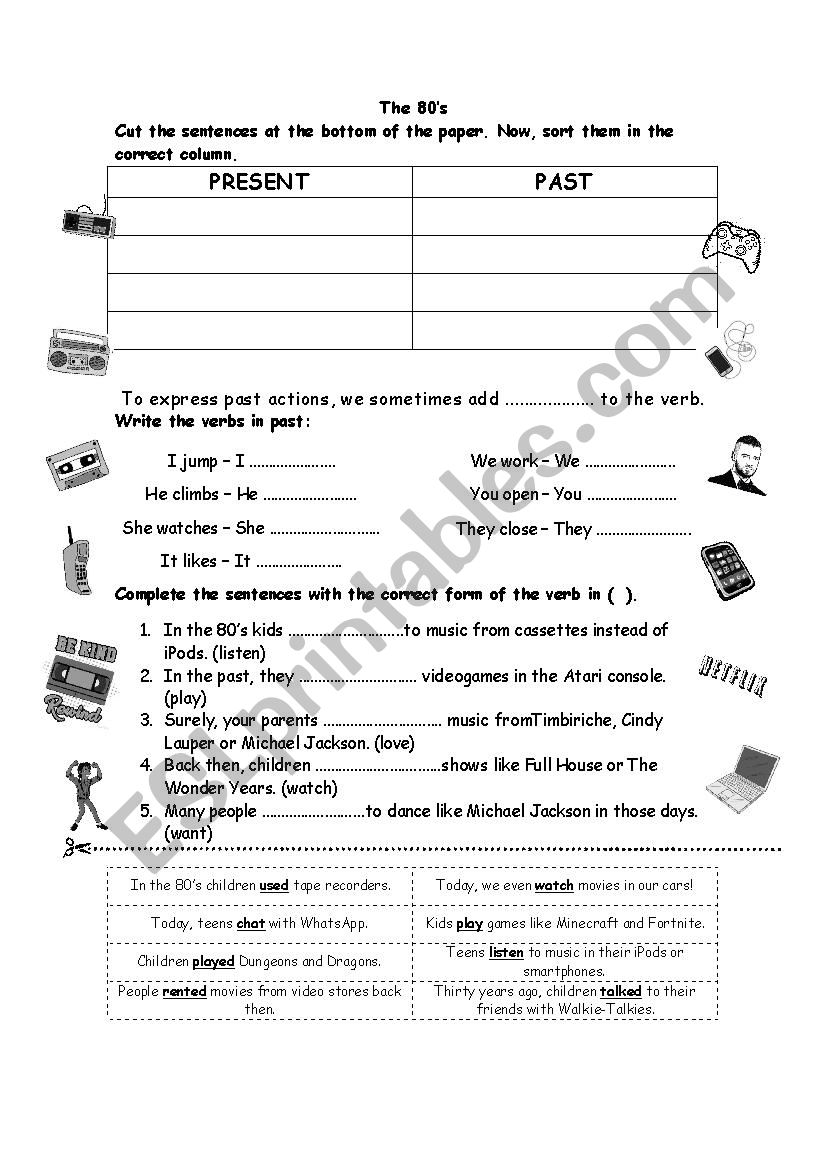 The 80s (simple past) worksheet
