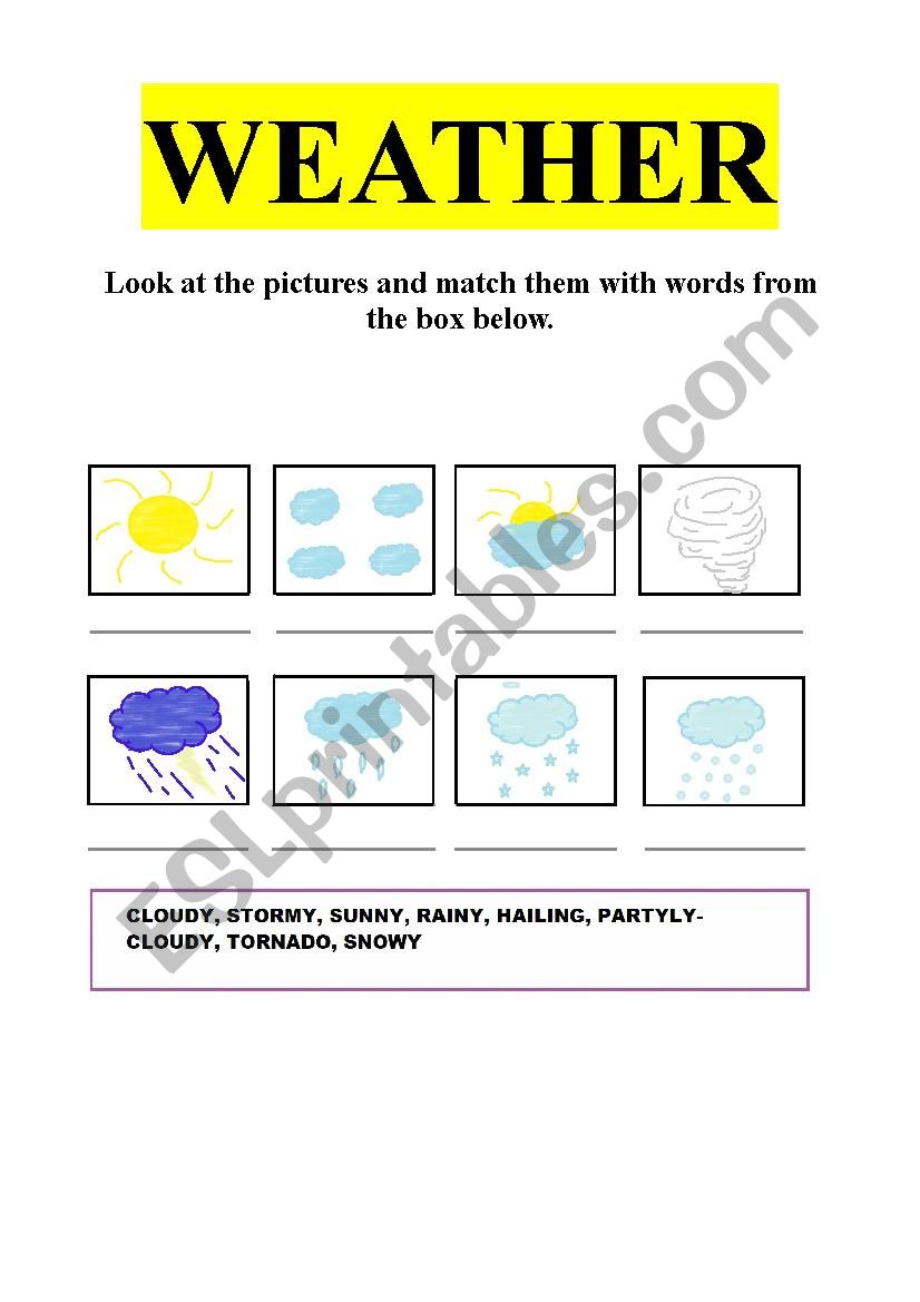 Weather (matching words to pictures exercise)