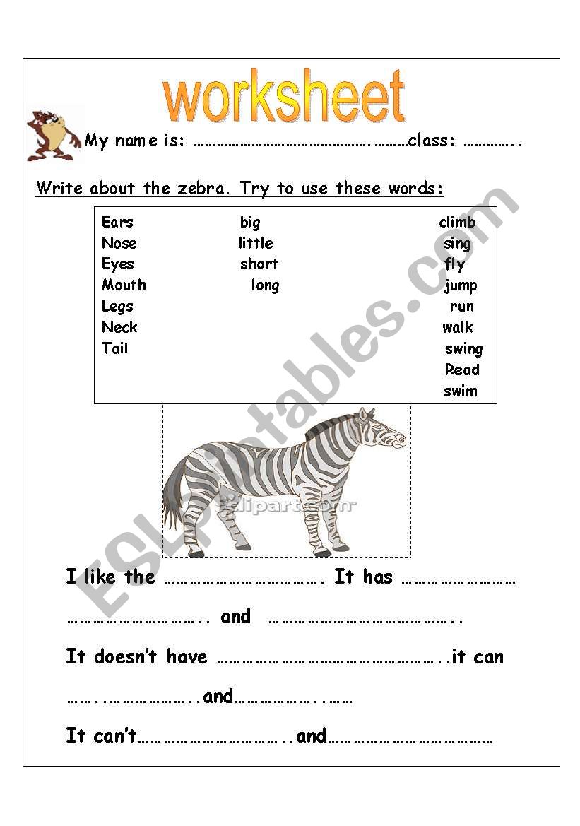 write about an animal worksheet