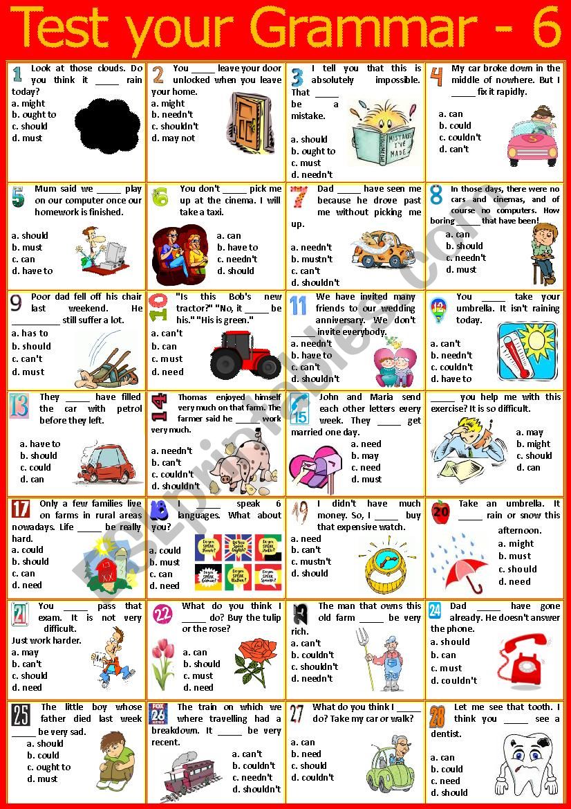 Test your grammar - 6 (Modals) + KEY