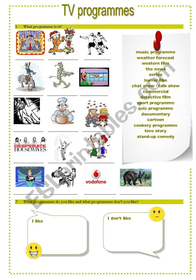 TV programmes worksheet