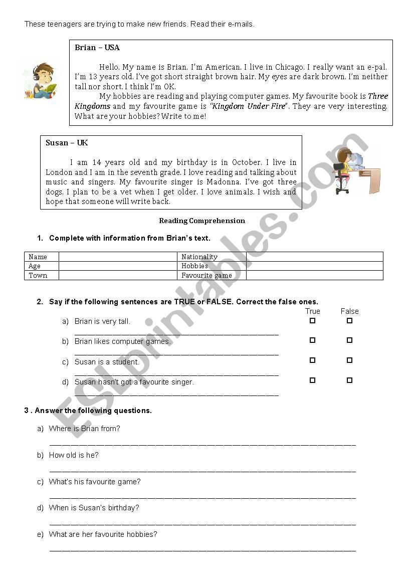 Personal identification worksheet