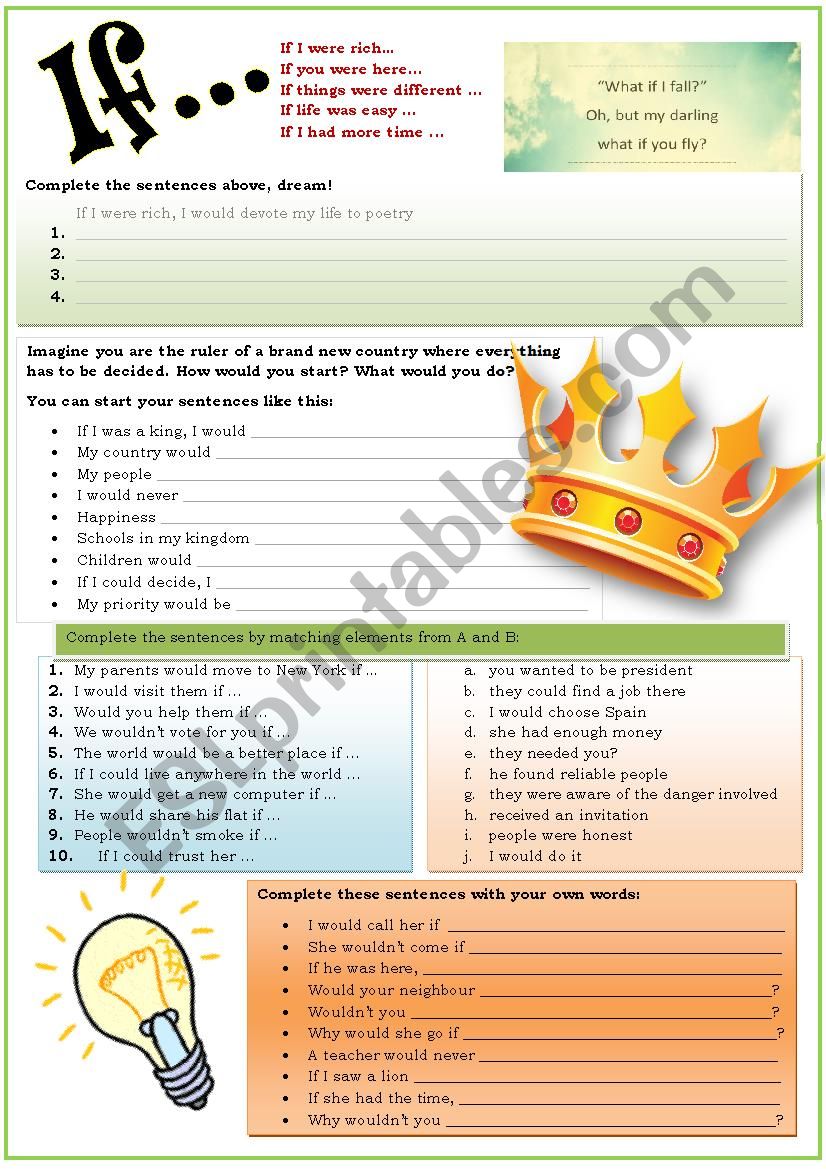 IF (2nd type conditionals) worksheet