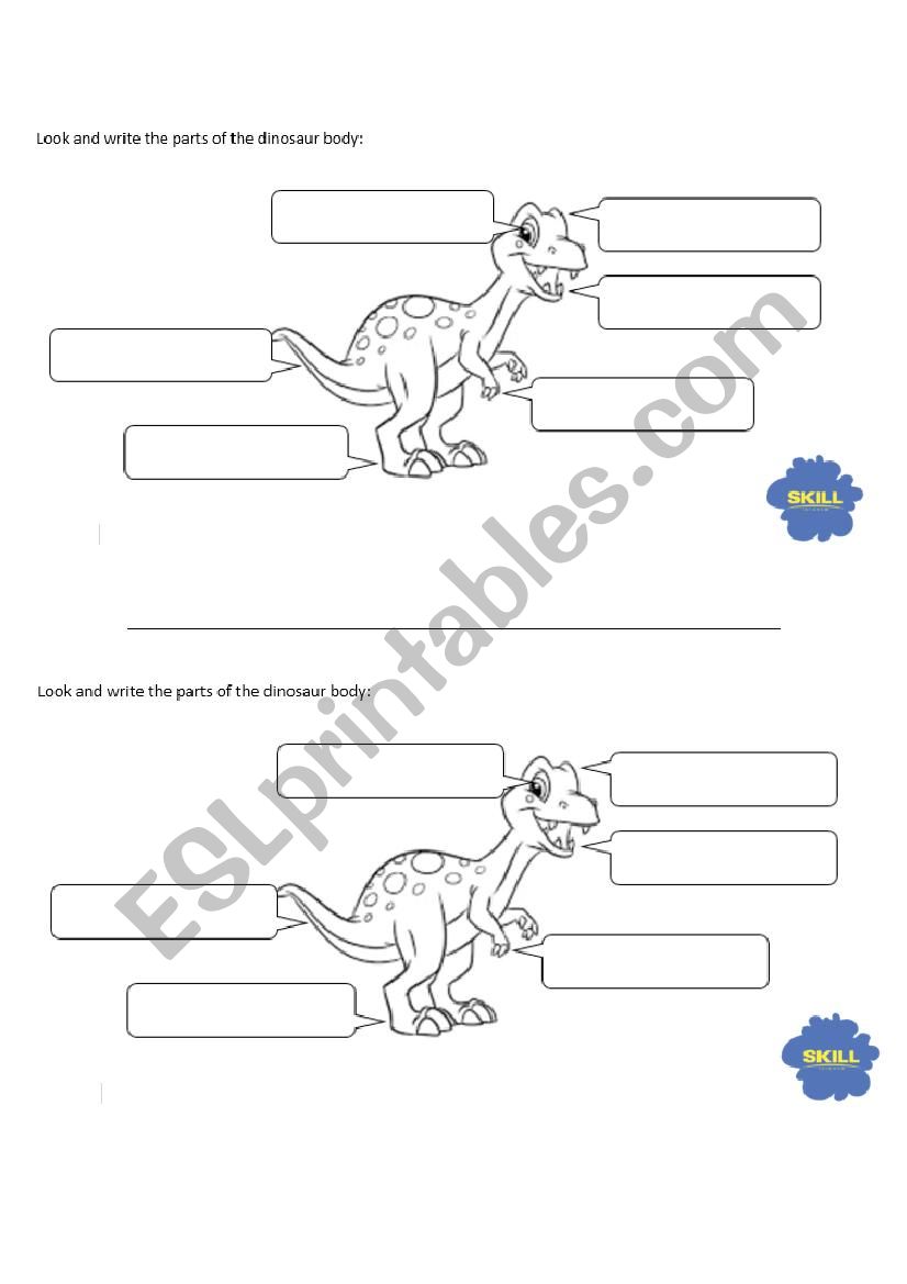 Dinosaur - Parts of the body worksheet