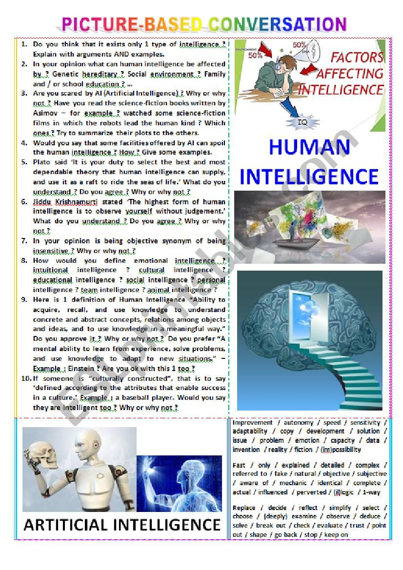 Picture-based conversation : topic 115 - Human Intelligence vs  Artificial Intelligence.