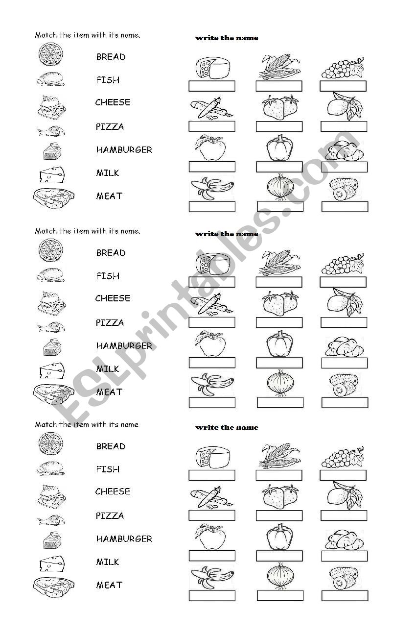 food worksheet