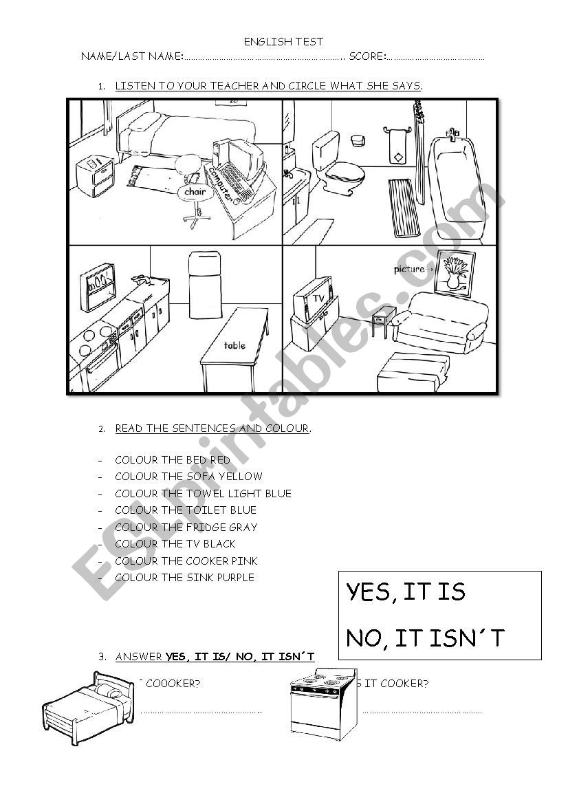 PARTS OF THE HOUSE worksheet