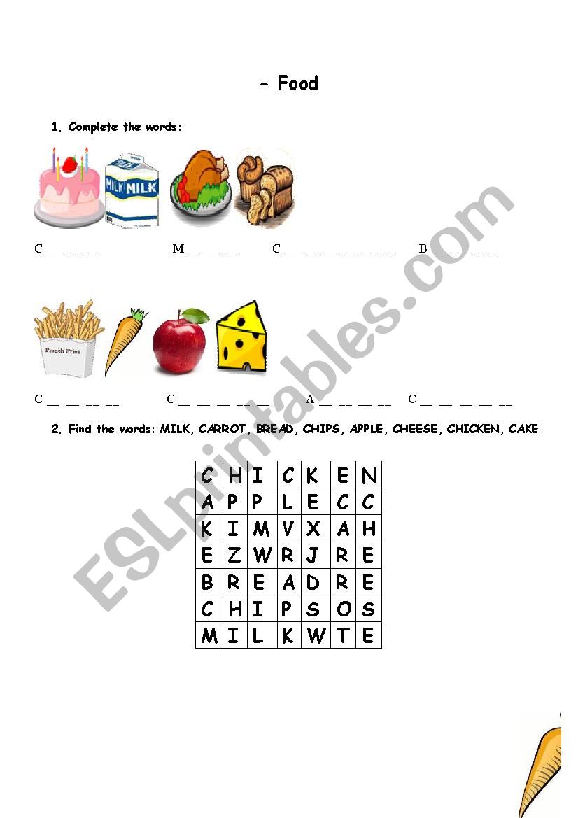 Food worksheet