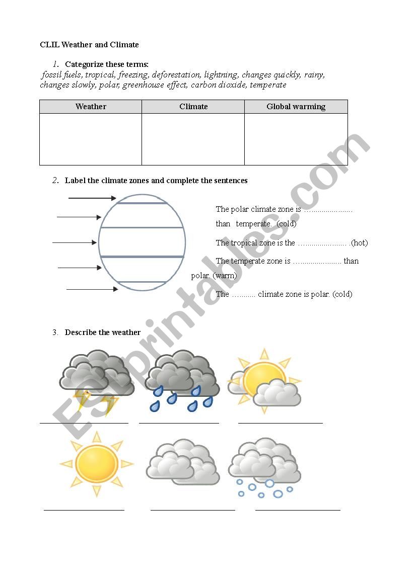 weather and climate worksheet