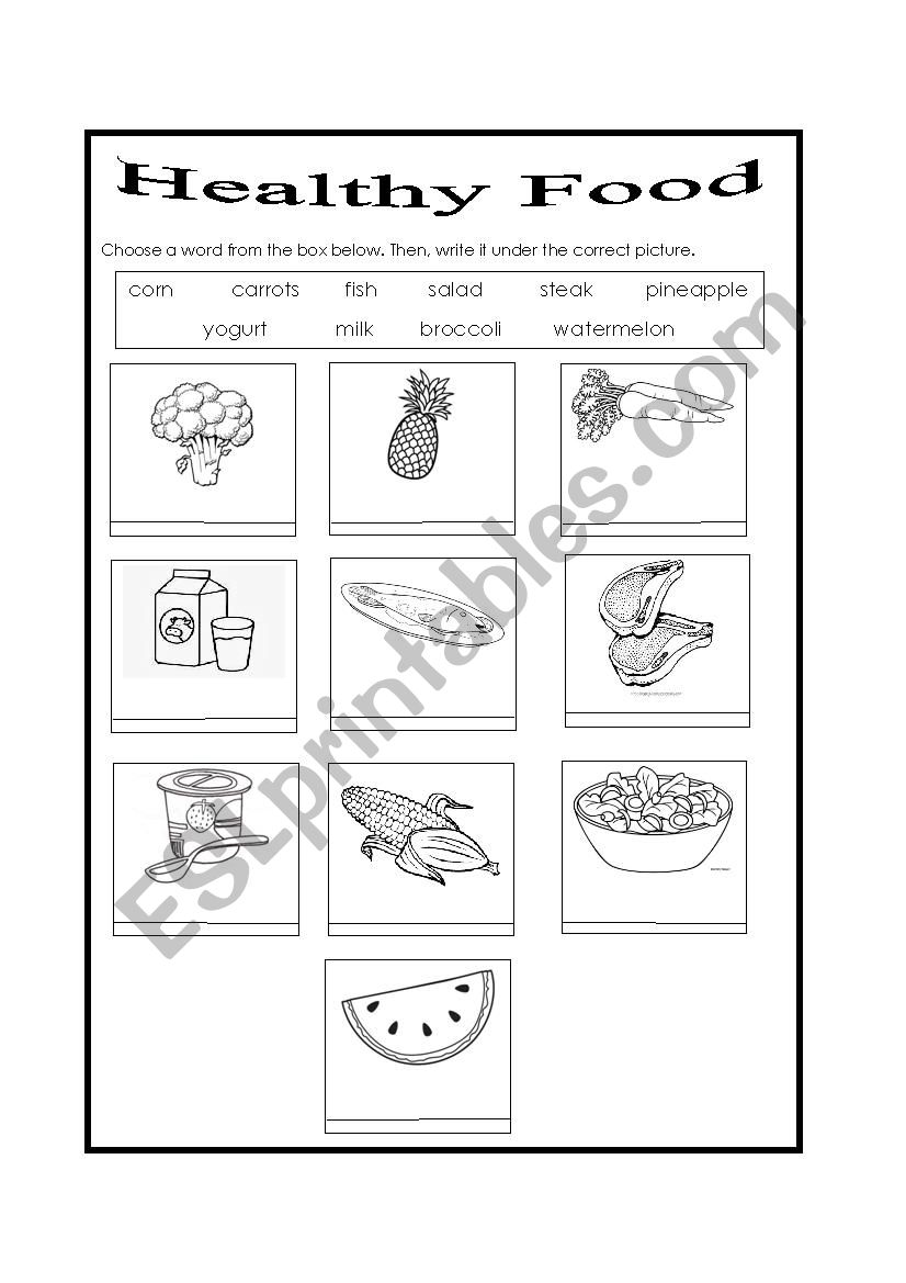 Healthy Food worksheet