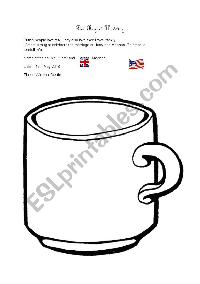 Royal wedding mug worksheet