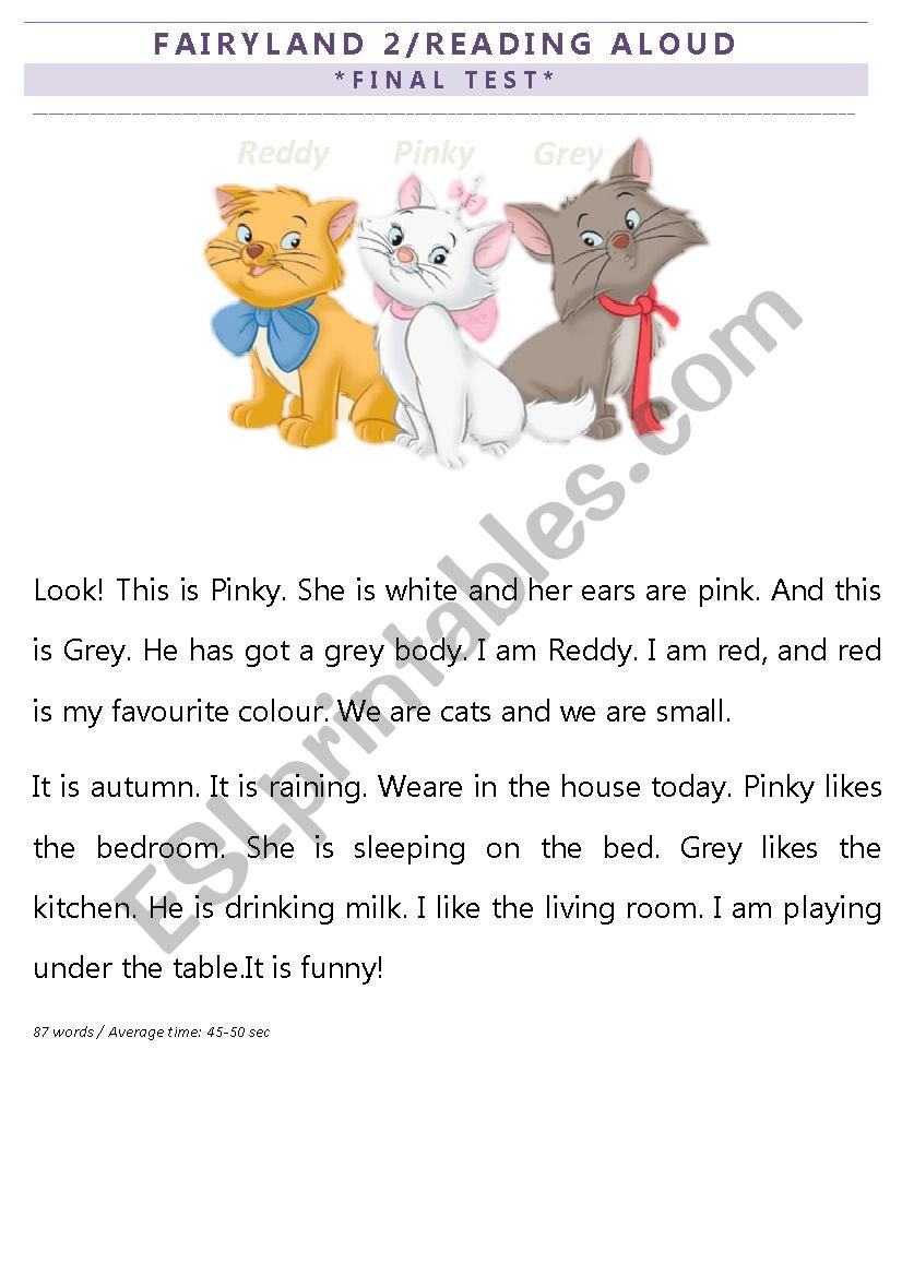 Reading (orally) for children worksheet
