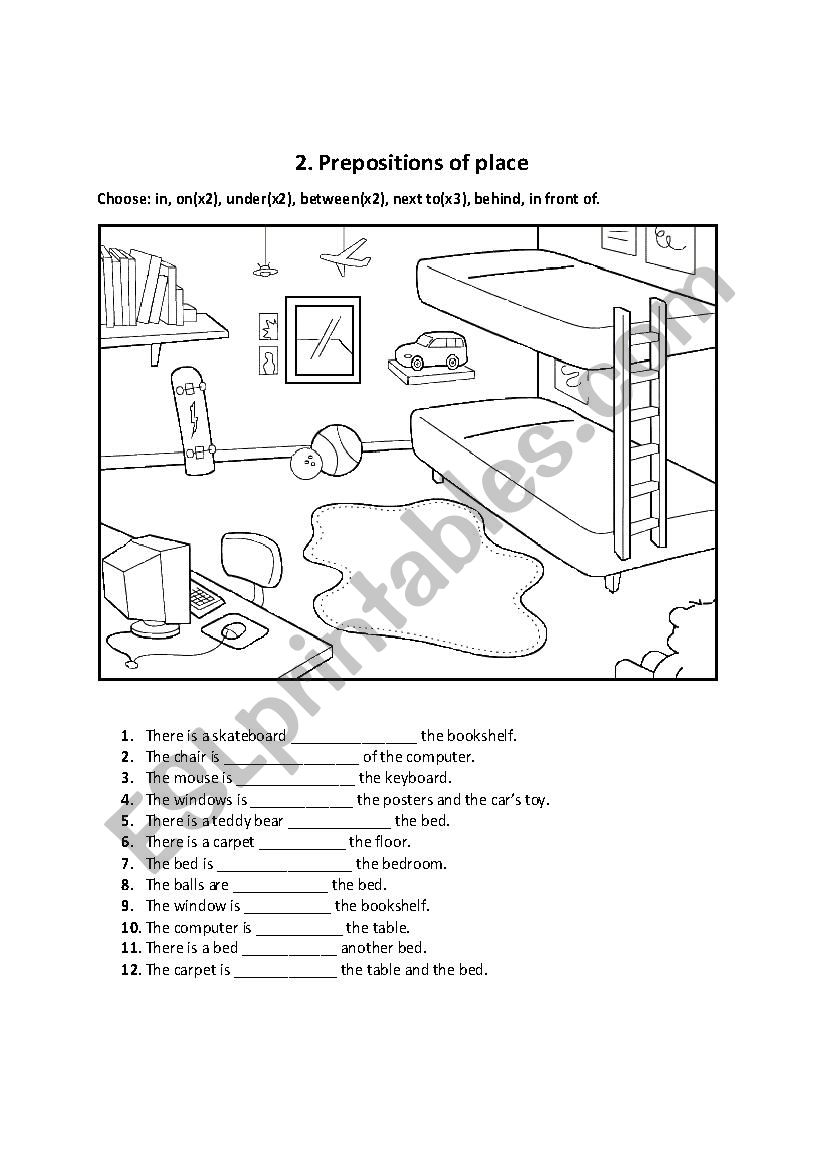 Prepositions of place worksheet