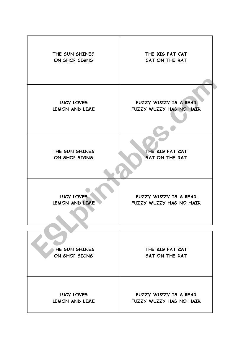 Tongue twisters worksheet