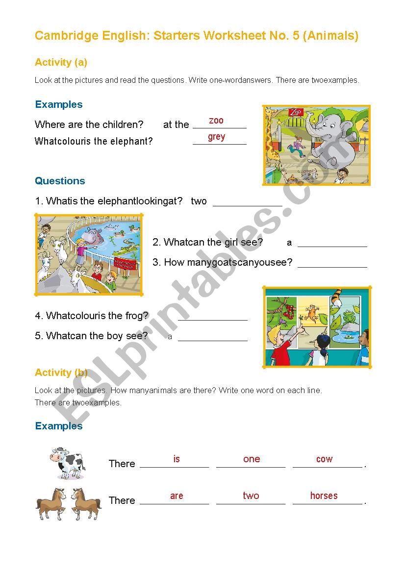 Zoo animals spelling word worksheet