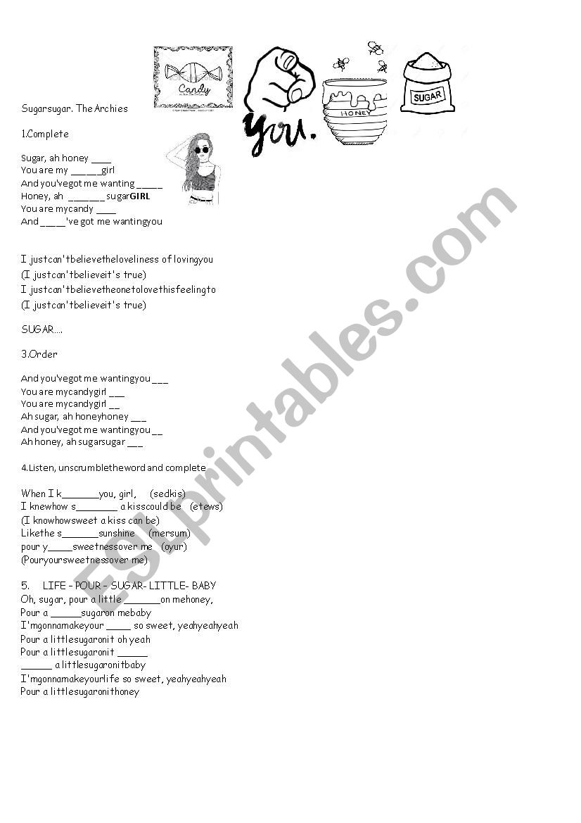 Sugar Sugar worksheet