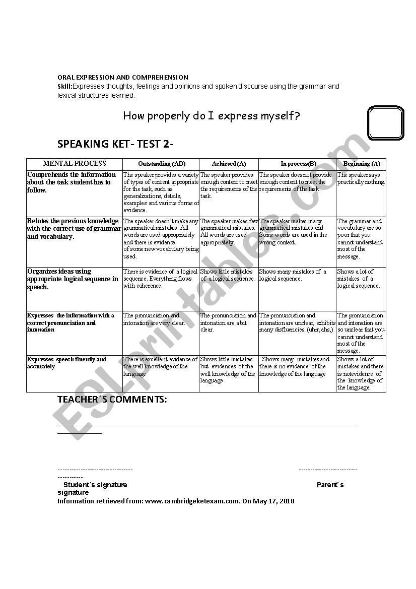 RUBRIC TO EVALUATE worksheet