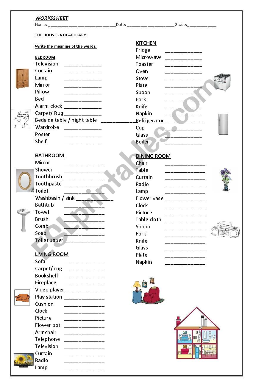 The House  worksheet