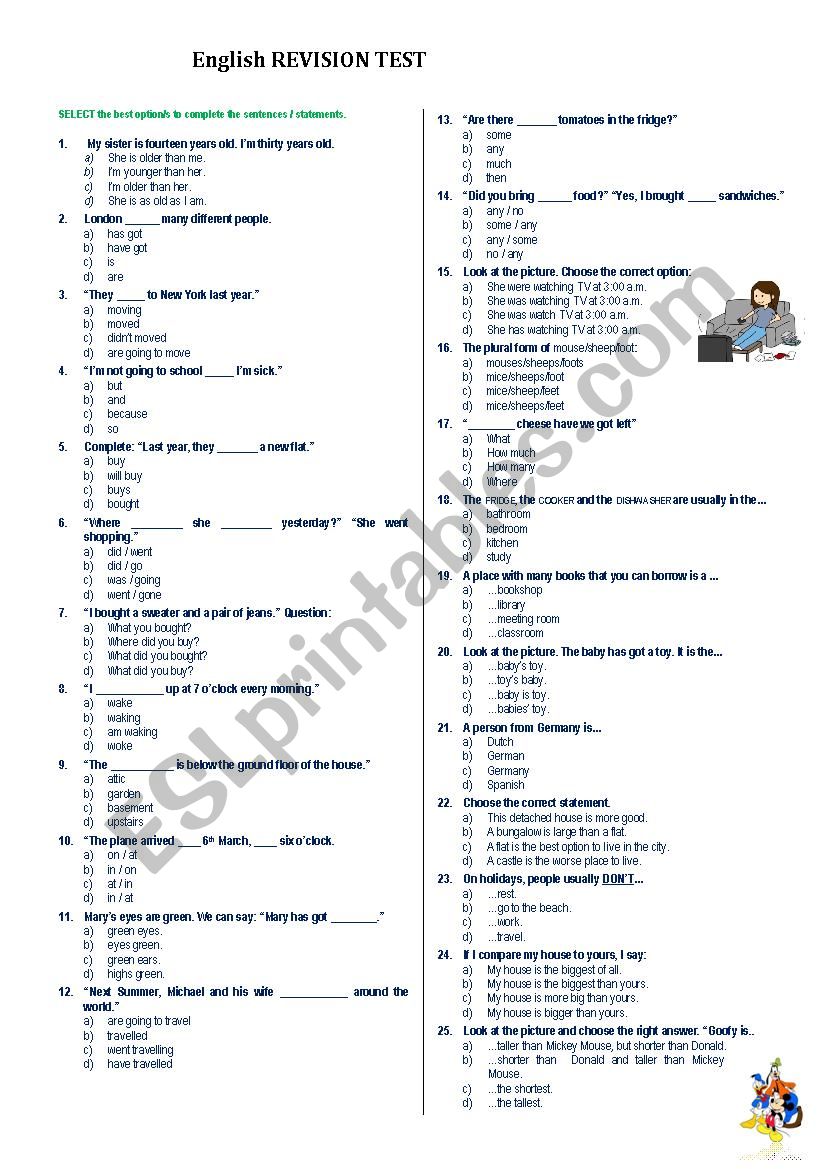 7th grade_revision test worksheet