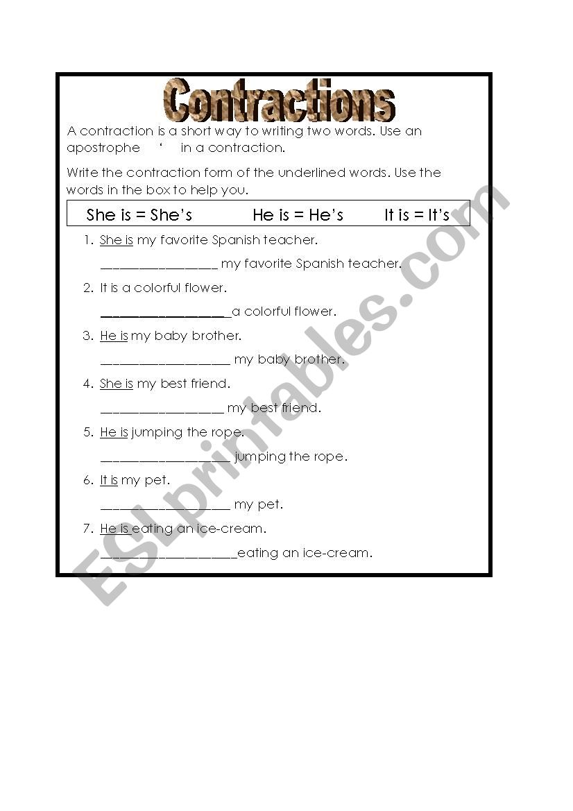 contractions-with-the-verb-to-be-esl-worksheet-by-kattia1725