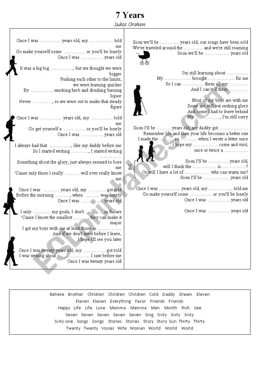 Music 7 years worksheet