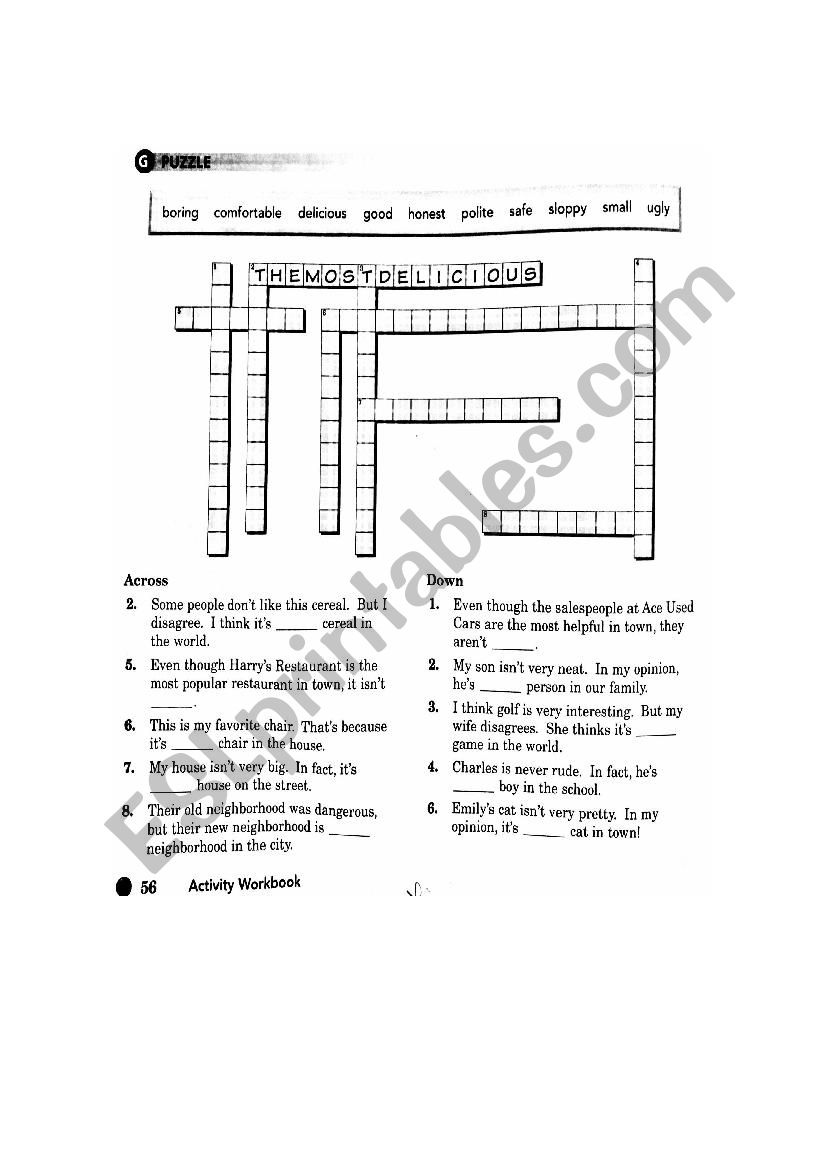 Superlative adjetive crossword