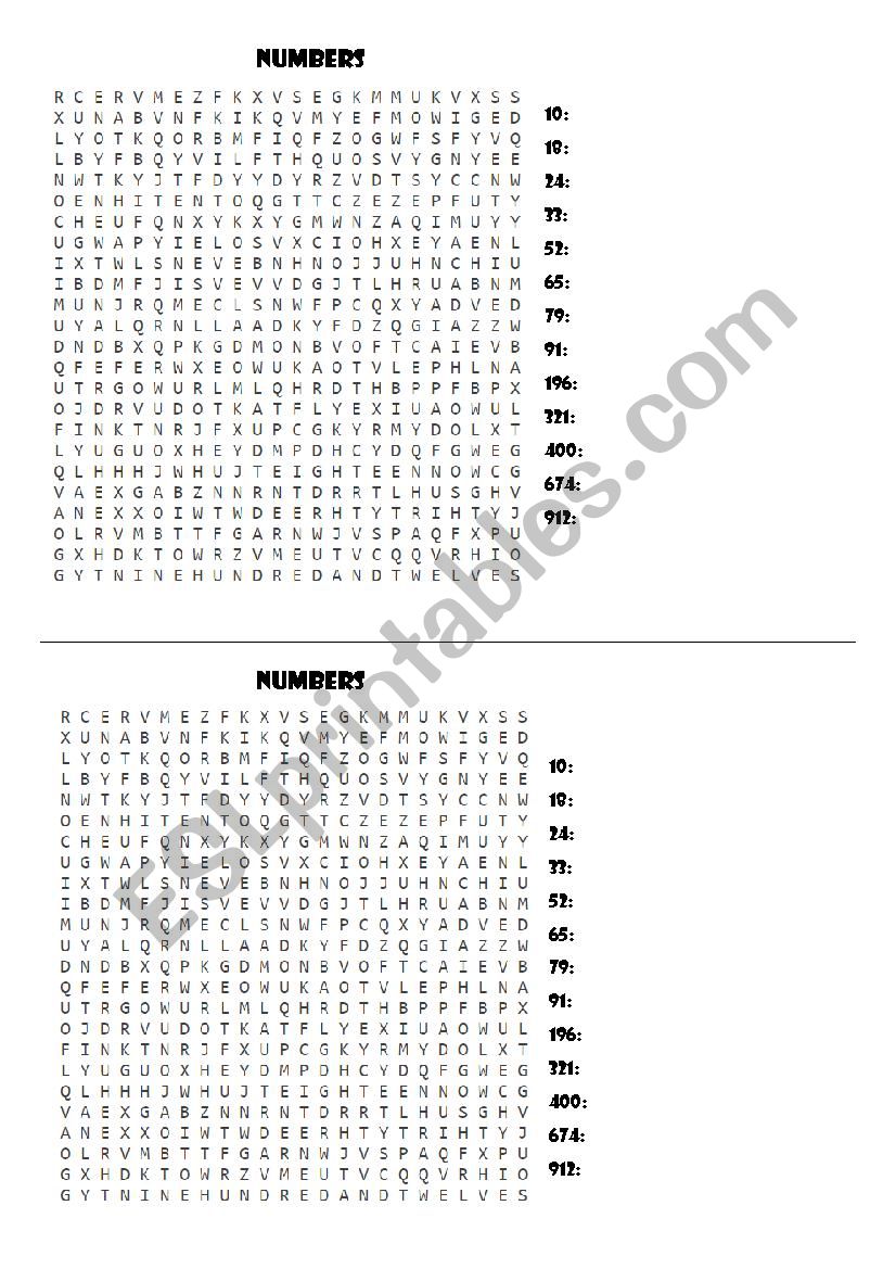 Word search  worksheet