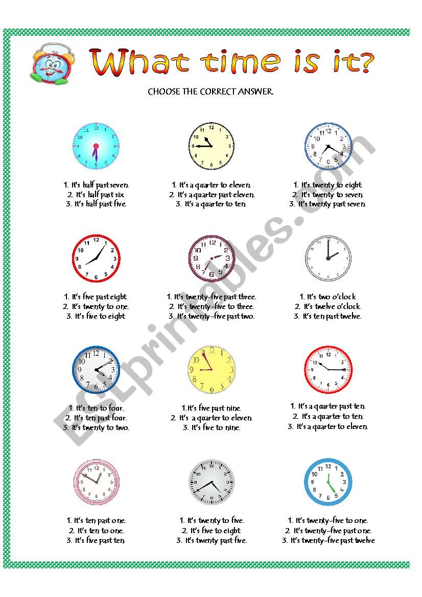 WHAT TIME IS IT? worksheet