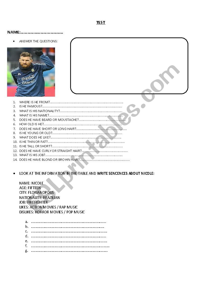 MESSI worksheet