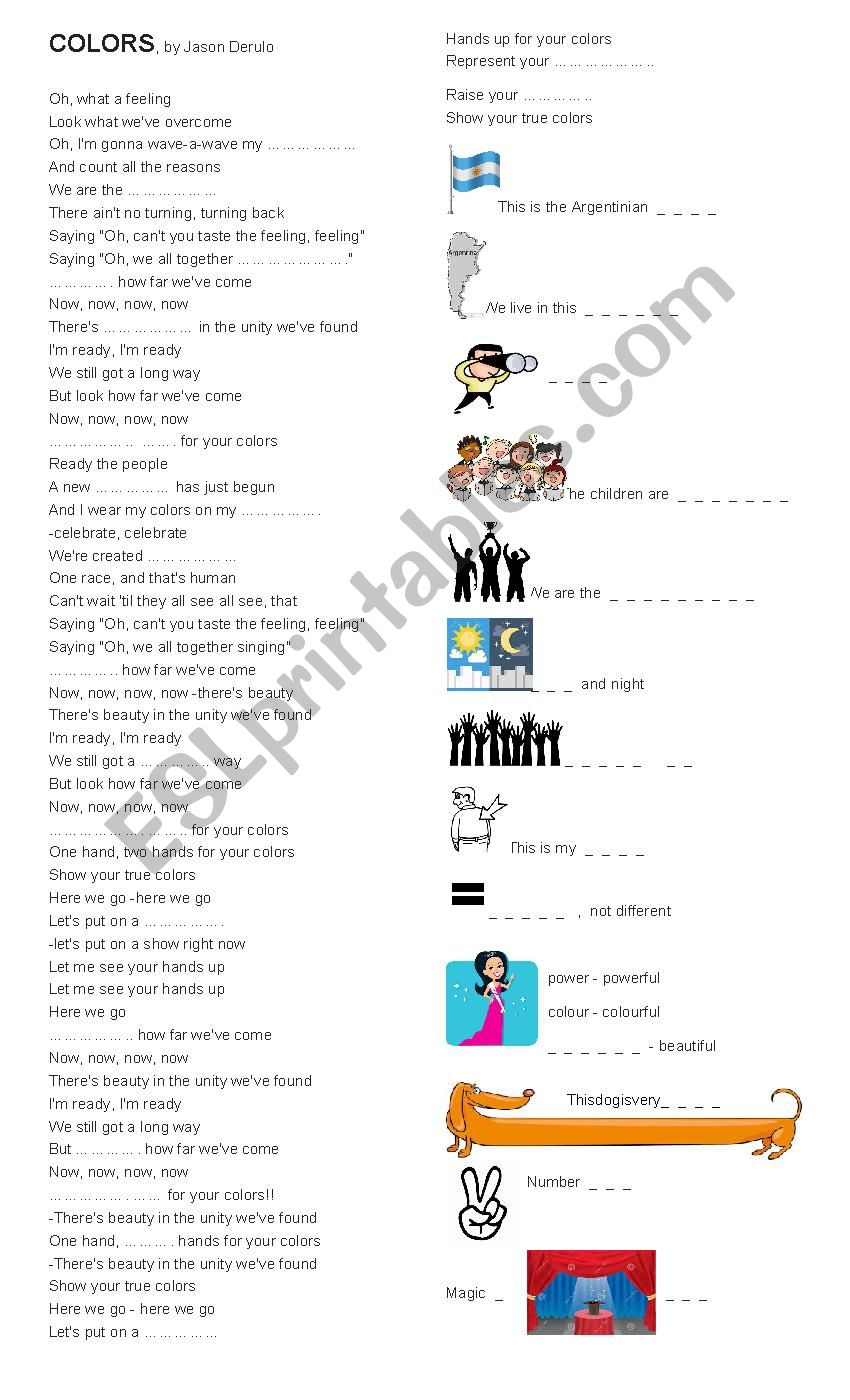World Cup 2018 Song- COLORS worksheet